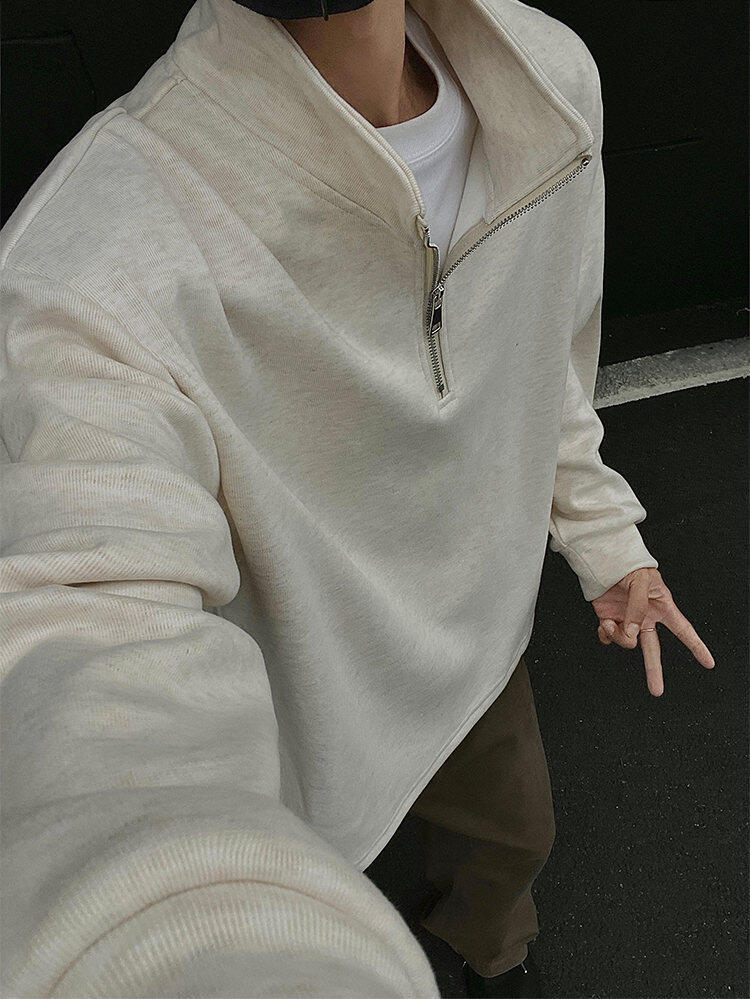 Herr half-zip sweatshirt med fleece i höst och vinter_voghion.com