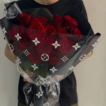 印花透明玻璃纸塑料纸防水鲜花花艺包花纸礼品苹果手工diy包装纸