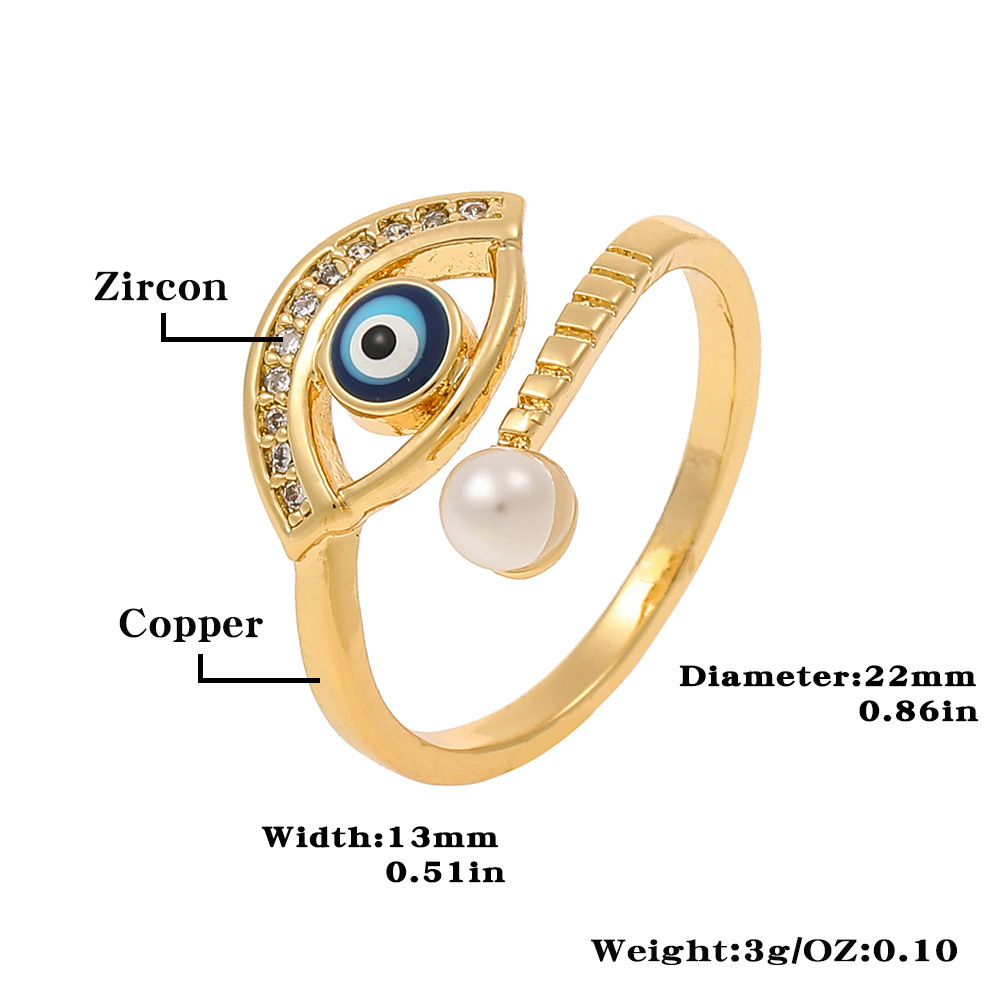 Fashion Devilu0027S Eye Copper Inlay Zircon Open Ring 1 Piece