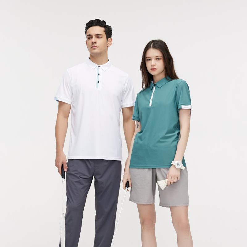 Verano nuevo deporte ocio polo de manga corta mujer y hombre cuello clásico versátil ropa deportiva transpirable de secado rápido impresa