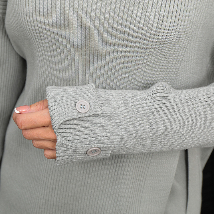 Damen Strick Zweiteiler Set Rundhals In Uni Für Herbst Und Winter_voghion.com