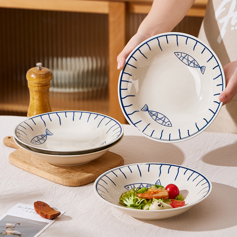 日式釉下彩陶瓷碗盘套装家用餐具一人食高颜值餐具套装乔迁送礼|undefined