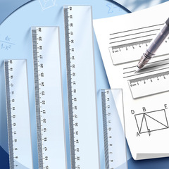 A ruler with 20cm, 30cm, and 40cm plastic measuring length for drawing and mathematics engineering, with scale lines for students.