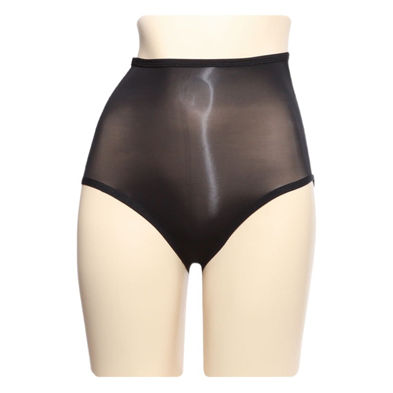 Sexy cintura alta totalmente transparente bragas brillantes ultrafino perspectiva reflectante tentación suave entrepierna sin costuras ropa interior sexy