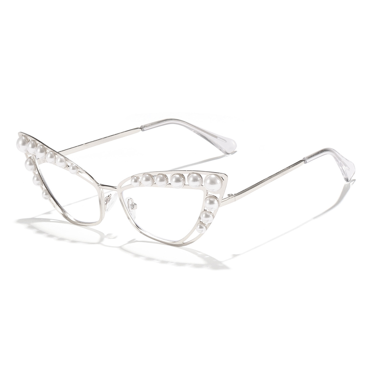 Nuevas gafas de sol de metal con ojos de gato de perlas hermosas transfronterizas