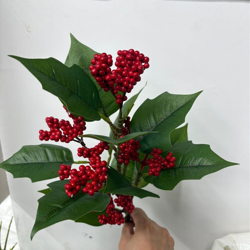 单片圣诞叶仿真绿植叶片假叶子假花丝布家居胶布叶片DIY塑料绿植|undefined