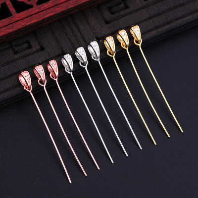 DIY Accessory needle 925 Silver Pendant Needle type Pendant Pendant Necklace Buckle Beeswax Amber Sterling Silver