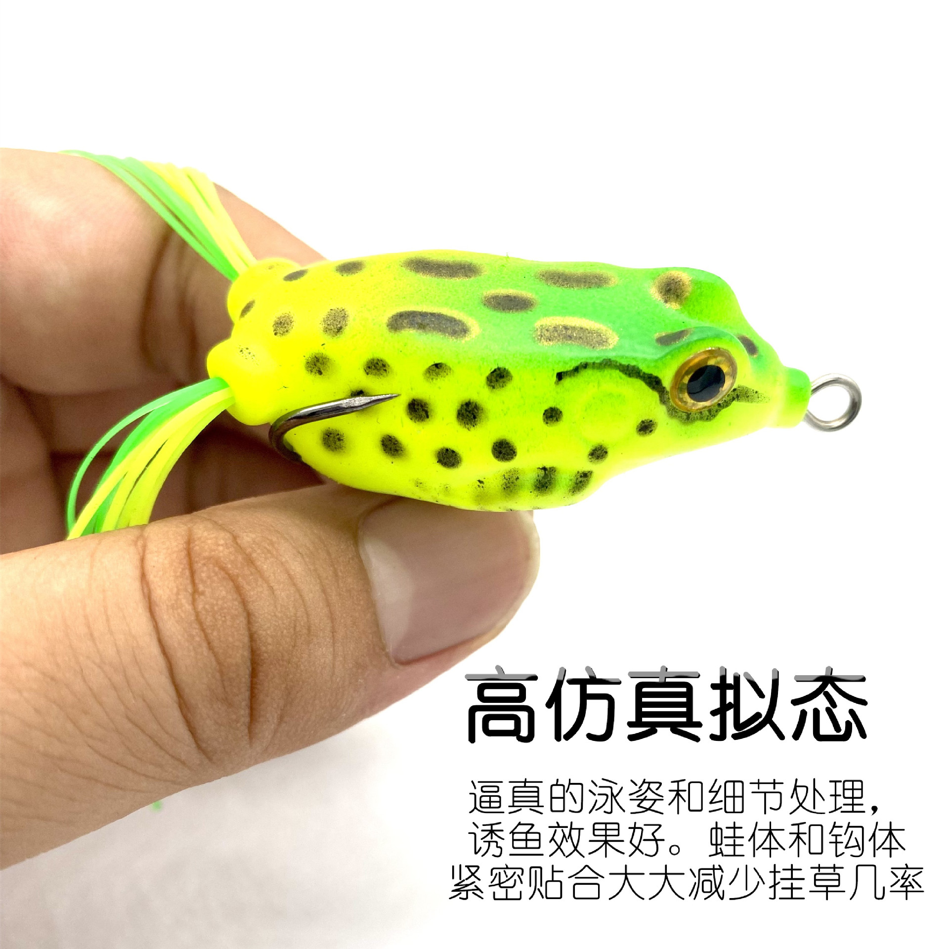 Thunder蛙 fábrica al por mayor 5g / 8g / 13g estilo clásico biónico rana flotante negro pescado luya cebo doble gancho con púas