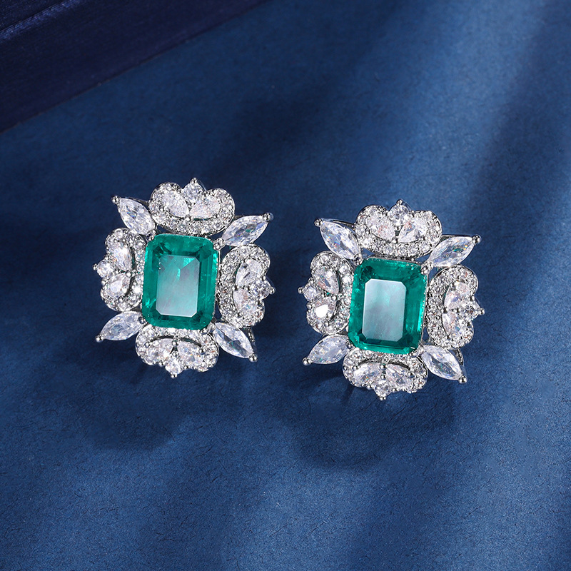 Zhuang Sheng joyería cobre Fondo chapado en oro Nueva simulación abuela verde rectangular luz textura de lujo traje 10*12-7*9