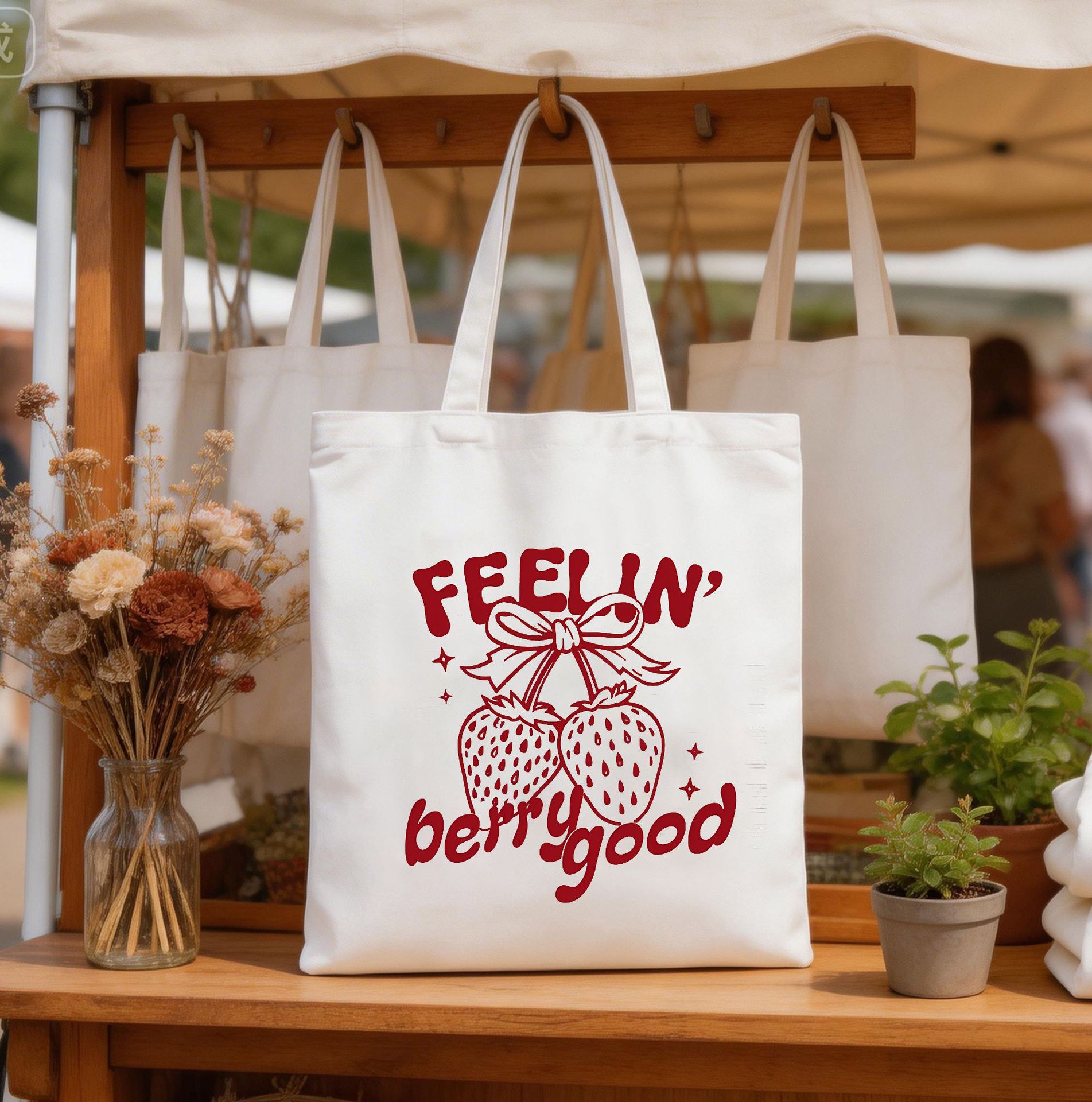 Serie de frutas de impresión de cereza bolsas de lona bolsas de hombro bolsas plegables bolsas de mano bolsas de compras Amazon explosión comercio exterior