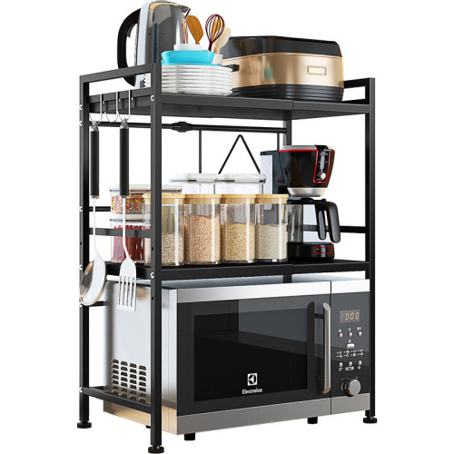Floor-standing multi-layer kitchen microwave storage rack retractable countertop multi-layer kitchen seasoning bottle oven storage rack