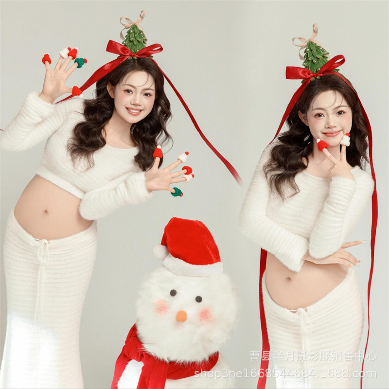 Photo Studio New Pregnant Women Christmas Photo Fashion Theme Photography Clothing Gentle and Lovable Style Photo Photography Clothing