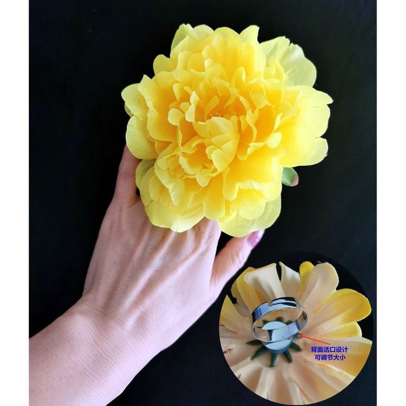 花の妖精ダンスリングビッグレッドローズピンク牡丹の花6レベルの歌う花耐久性のあるヘッドフラワー手首小道具手耐久性|undefined