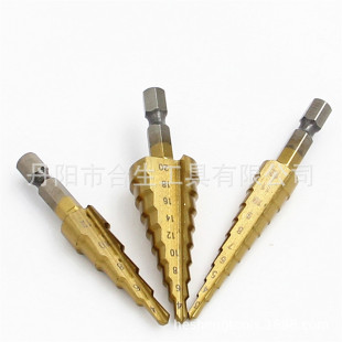 Titanium-plated small 3-piece step drill cross-border hexagonal shank step drill 3-12/4-12/4-20mm pagoda drill bit