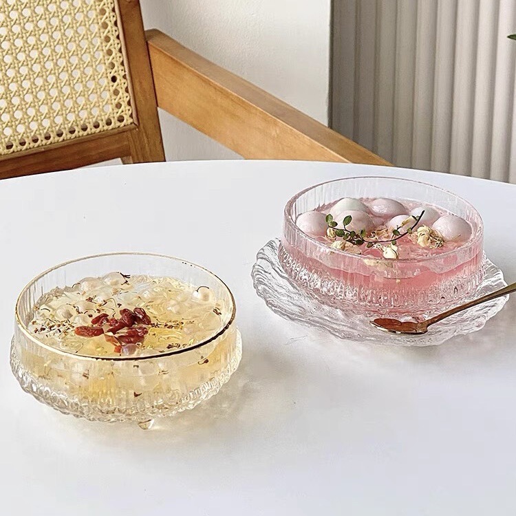High-value Dessert Bowl Glass Bowl Fruit Yogurt Crystal Bird's Nest Bowl Set Exquisite Breakfast Plate Salad Bowl