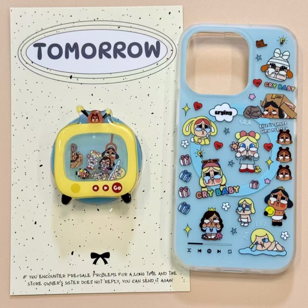 Crying Baby Game Console Apple 16Pro Double-Layer Iphone15/14 Magnetic Stand 13 Frosted Cute Mobile Phone Hard Case