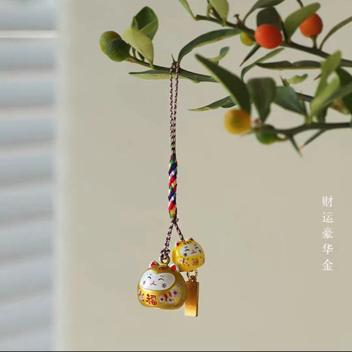 Waterbell Cat Money Cat Phone Chain Keychain Pendant Cute Japanese Style Bag Decoration Women Foreign Trade Ceramic Craft