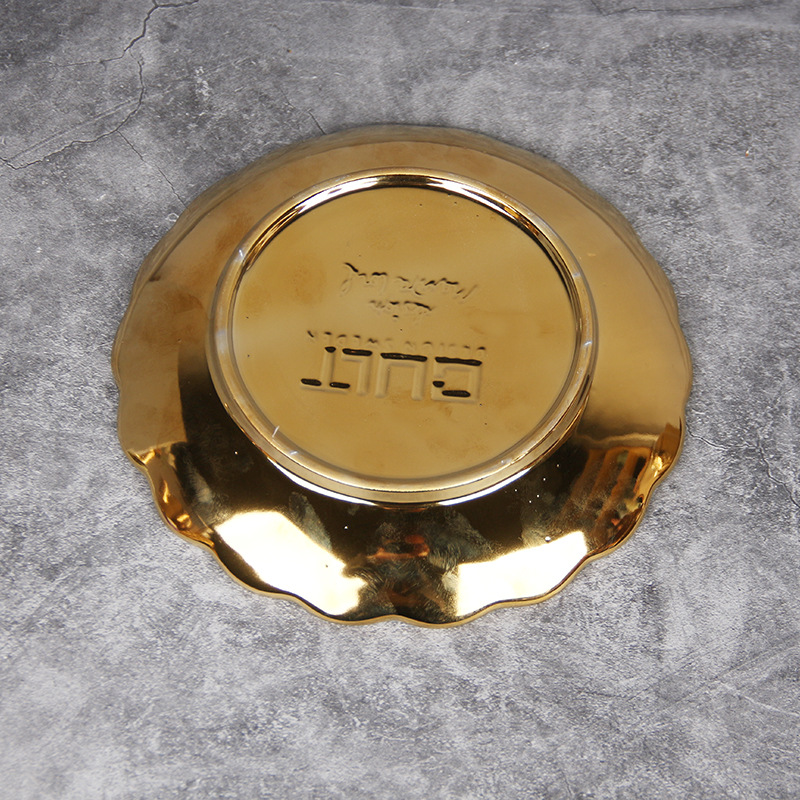 Bandeja de cerámica ovalada Bandeja de almacenamiento de bandeja pequeña de oro