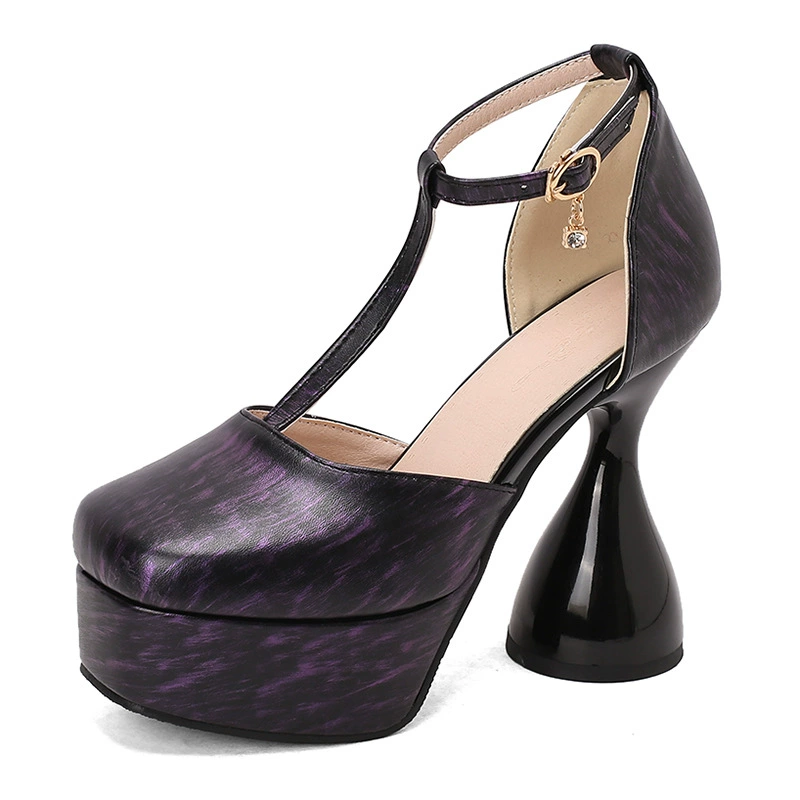 High‑heel shoes, European style, polyurethane upper, sculptural 12 cm heel, 4 cm platform, EU 34–50