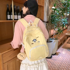 百搭雙肩包女新款韓版雙肩包小清新奶黃學生校園潮流逛街上課背包