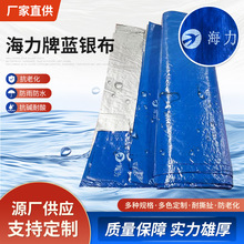 篷布防雨防晒PE蓝银帆布塑料棚布订做海力牌防老化蓝银布工厂批发