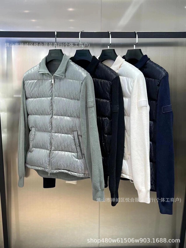 迪家白鸭绒针织羊毛羽绒拼接男士长袖羽绒服 feather down coat|undefined