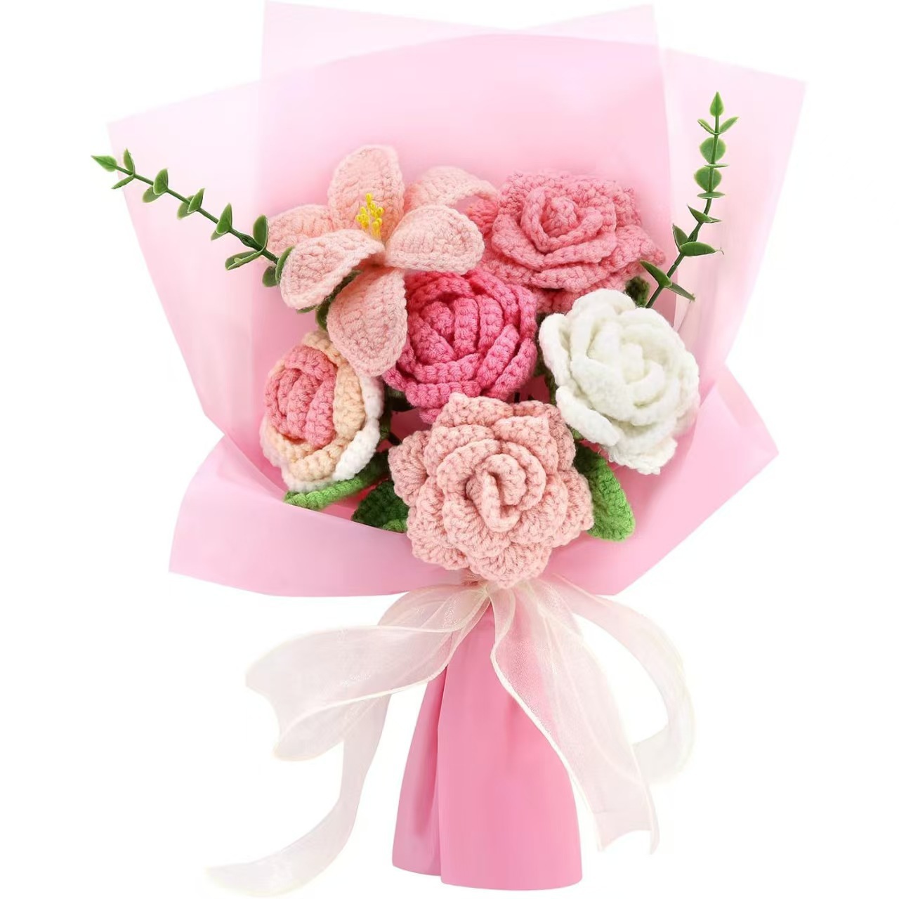 Amazon al por mayor buquete de lana hecha a mano trenzado imortalidad flor GeSan regalos de mano decoración simulación de San Valentín