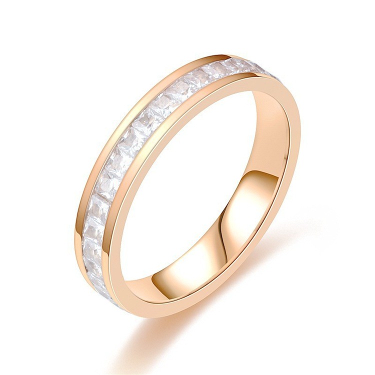 Fashion U Shape Titanium Steel Inlay Zircon Rings display picture 22