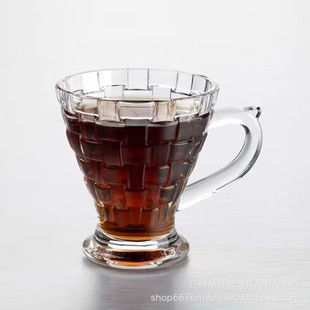 Jingyuan heat-resistant thick glass water cup tea cup transparent small coffee cup with handle milk tea cup juice cup