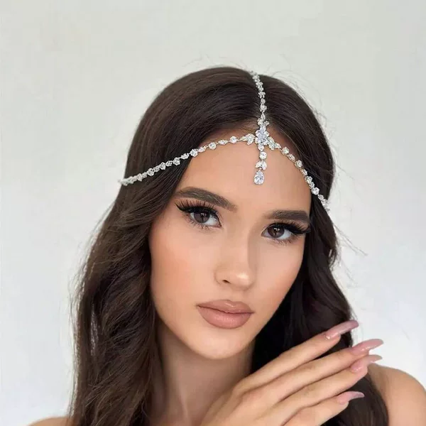 Amazon's New Product: Elegant Zircon Hair Chain, Simple Hair Accessory in Western Style, European and American Bridal Accessory, Hair Chain