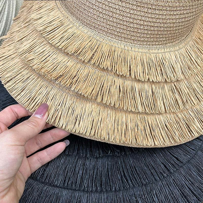 Summer Color Hand-woven Visor Straw Hat Wide Brim Hat display picture 7