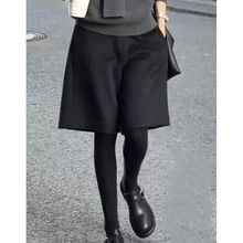 五分毛呢裤女2025春季流行新款大码胖mm高腰时尚宽松运动阔腿裤子