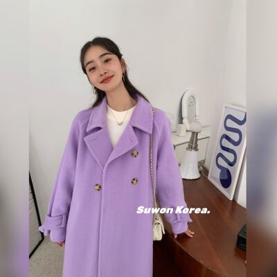 2022 New winter Atmosphere Sweetheart~Alpaca Long hair Double-breasted coat Two-sided Sew wool overcoat