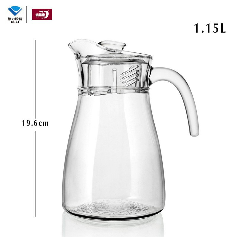Lemeya vidrio resistente al calor hervidor de agua fría agua manzana verde engrosado jar de jugo tetera flor logotipo al por mayor