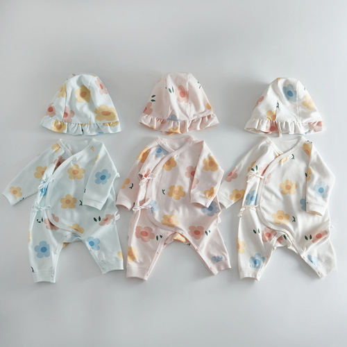 Newborn clothes, pure cotton jumpsuits, spring and autumn baby close-fitting clothes, newborn baby monk clothes, autumn clothes, butterfly clothes
