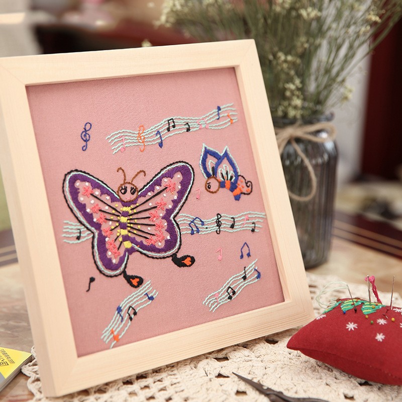 Lu bordado hecho a mano DIY principiante práctica salón pintura decorativa nórdica primaria flores y plantas traje de costura