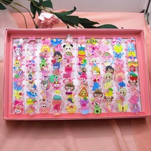 韩版卡通戒指亚克力戒指 金粉亚克力儿童树脂盒装塑料戒指 儿童