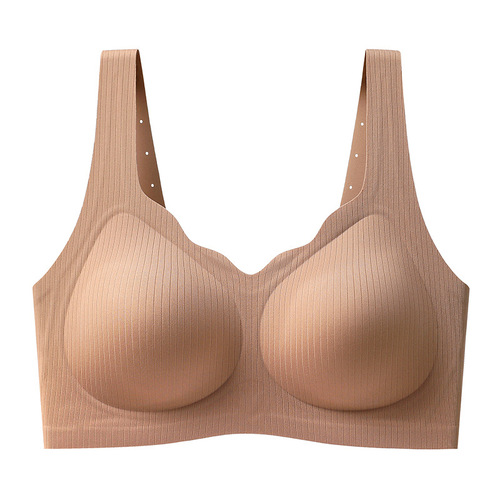 Wide Shoulder Straps Fixed Cup Soft Support Anti-Sag Bra for Women Small Bust Push-Up Wireless Beautiful Back Latex Backless Bra