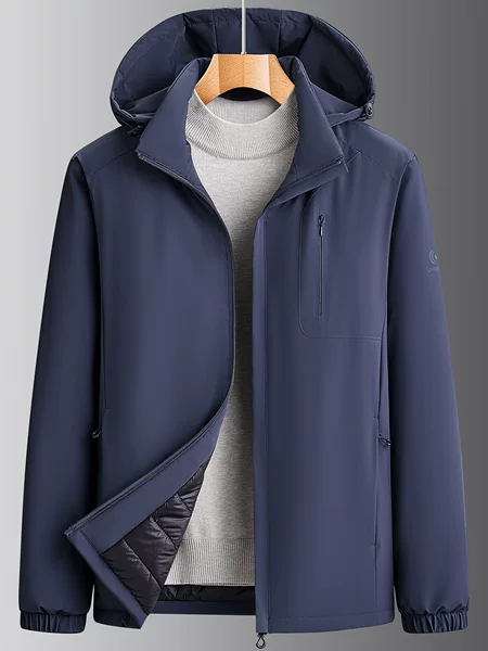 2026 Autumn/Winter New Detachable Hooded Jacket, Nylon Spandex Stretch Sports Casual Cotton Coat for Men, High-Quality Wholesale