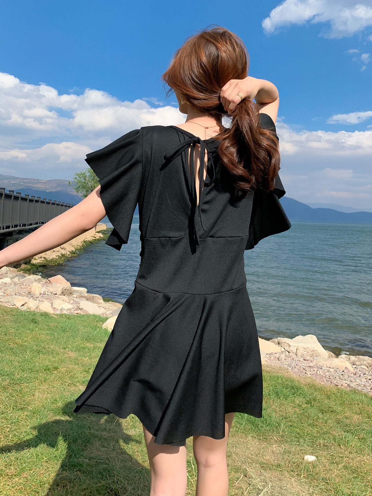 Traje de baño de una pieza chica gordita de las mujeres más el tamaño del vientre que cubre adelgazar las aguas termales reunieron falda conservadora traje de hermana gorda en el pecho grande