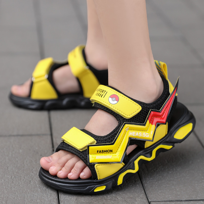 911 sandalias para niños verano nuevo estilo niño sandalias y zapatillas Pikachu zapatos de playa casuales antideslizantes para niños grandes