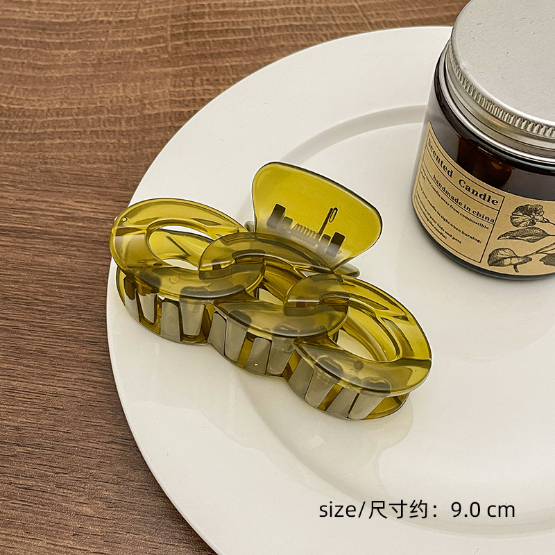 Milk Brown horquilla grande hacia atrás cabeza clip de pelo tocado de las mujeres principios de primavera de alto grado updo tiburón horquilla