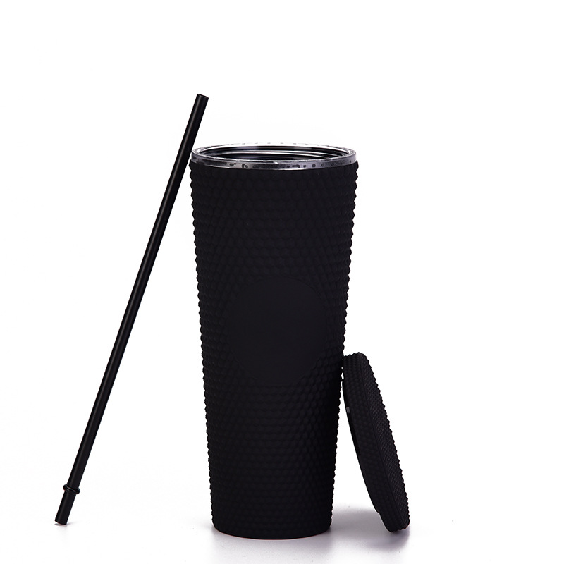 283g Weight Double-layer Plastic Straw Cup Large Capacity Creative 710ml Cup Portable Cup