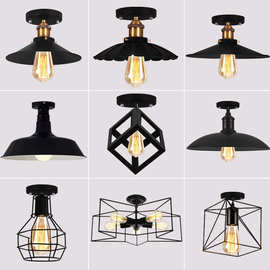 北欧风简约创意个性衣帽间单头灯阳台过道玄关复古工业风小吸顶灯