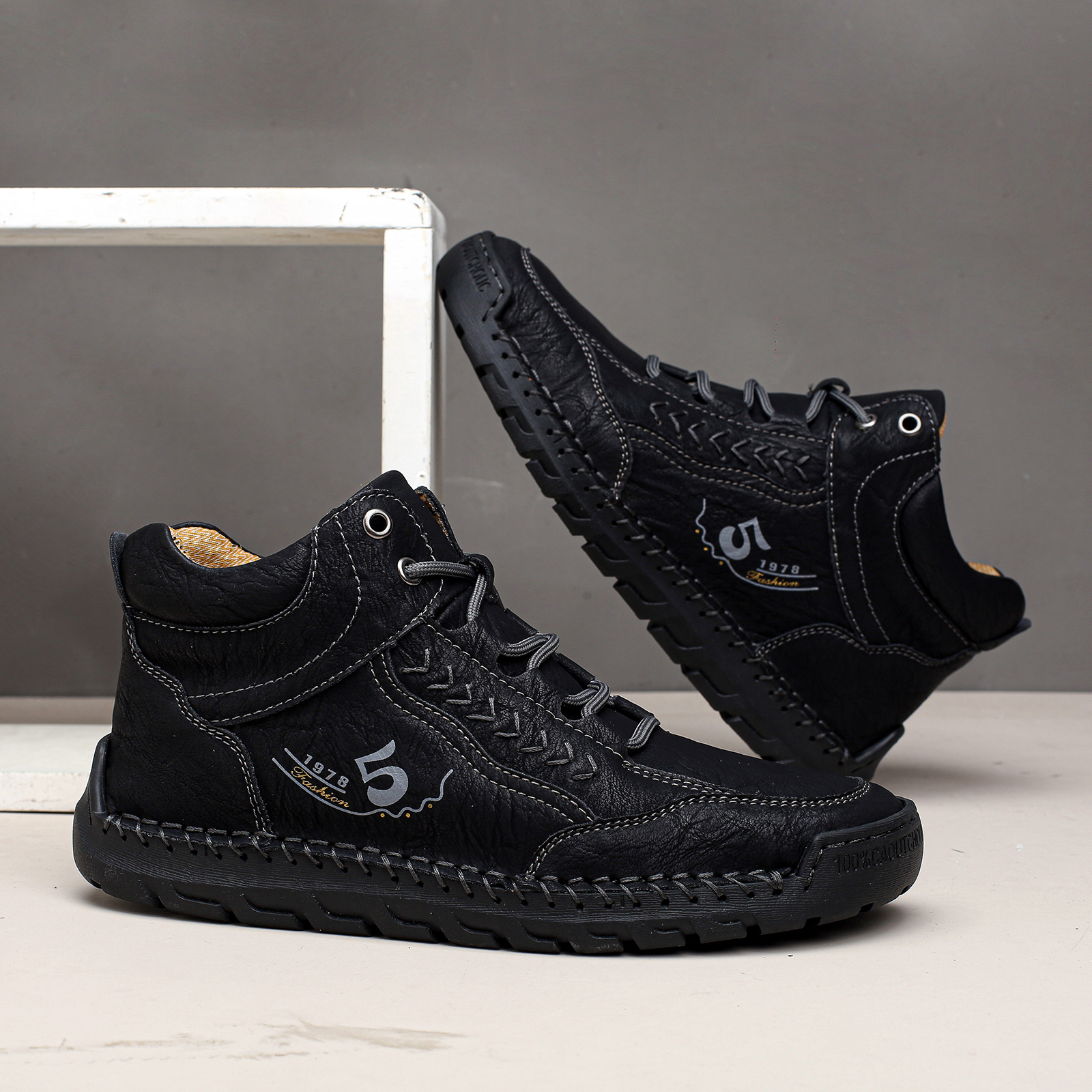 Plus-Size Men's Shoes Outdoor Casual Shoes Slip-On Flat Stitched Shoes Martin Boots Short Boots 88660_vogvips.com