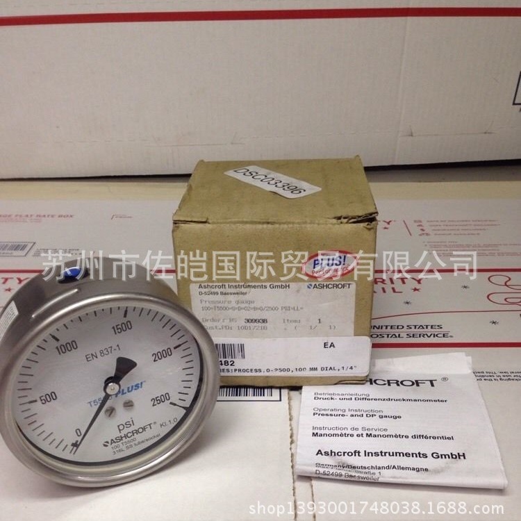 供应ASHCROFT雅斯科品牌液压压力表 原装25-1009SW表