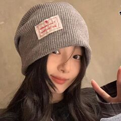 蜗牛爬爬家大头围灰色堆堆帽女秋冬2025新款薄款冷帽显脸小包头帽