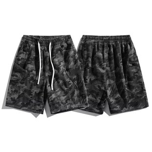 American Retro Camouflage Cargo Shorts for Men Summer 2025 New Trendy Brand Loose Cool Stylish Denim Shorts for Men
