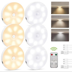 LEDリモコン三色感応小夜灯USB充電厨房タンス階段展示室セット磁気吸盤灯