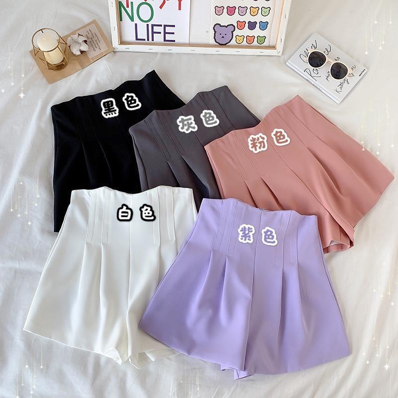 Purple Shorts Summer 2020 New High Waist Loose ins Straight Casual Chiffon a-Shaped Thin Suit Shorts for Women